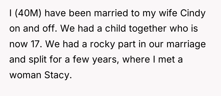 I (40M) have been married to my wife Cindy on...