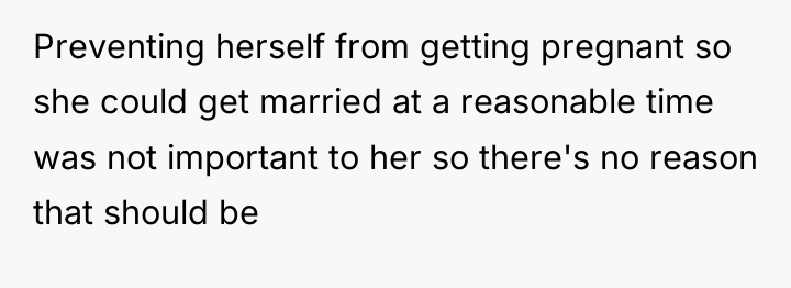 Preventing herself from getting pregnant so she could get married...
