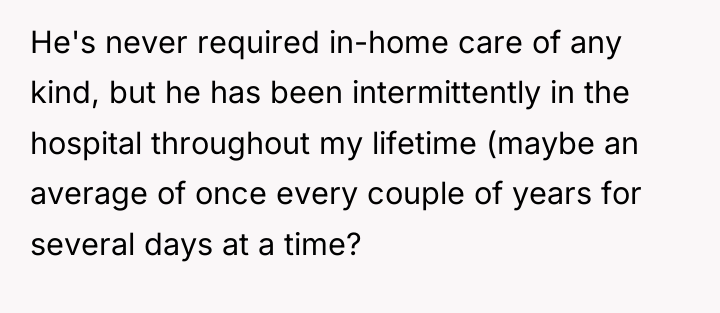 He's never required in-home care of any kind, but he...