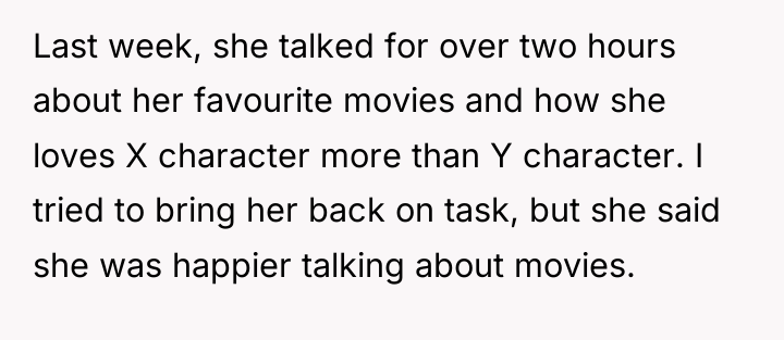 Last week, she talked for over two hours about her...