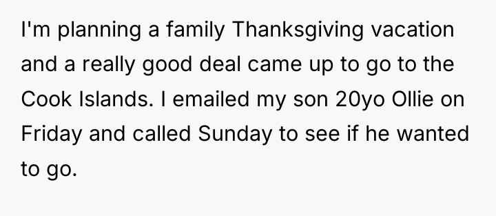 I'm planning a family Thanksgiving vacation and a really good...