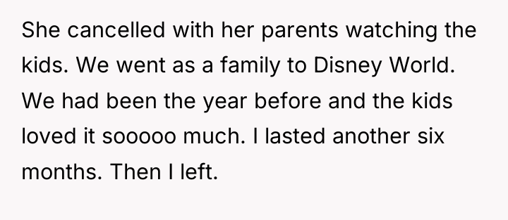 She cancelled with her parents watching the kids. We went...
