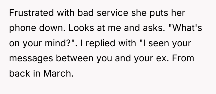 Frustrated with bad service she puts her phone down. Looks...