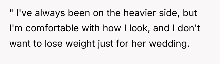 " I've always been on the heavier side, but I'm...