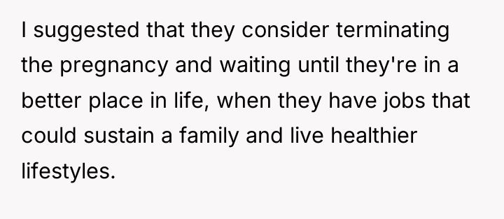 I suggested that they consider terminating the pregnancy and waiting...