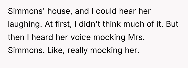 Simmons' house, and I could hear her laughing. At first,...