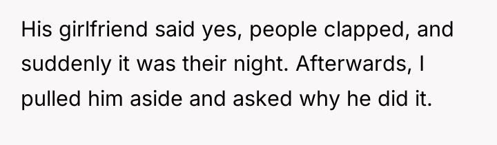 His girlfriend said yes, people clapped, and suddenly it was...