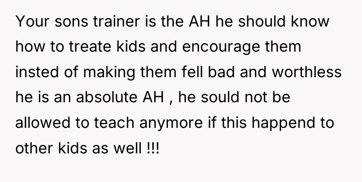 Your sons trainer is the AH he should know how...