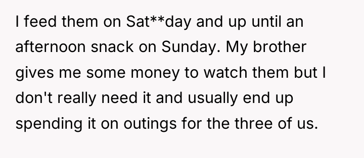 I feed them on Sat**day and up until an afternoon...