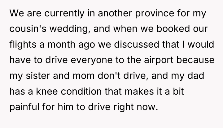 We are currently in another province for my cousin's wedding,...