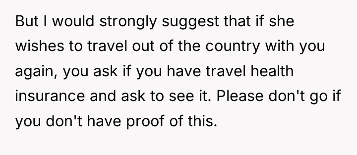 But I would strongly suggest that if she wishes to...