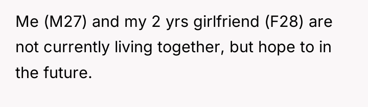 Me (M27) and my 2 yrs girlfriend (F28) are not...