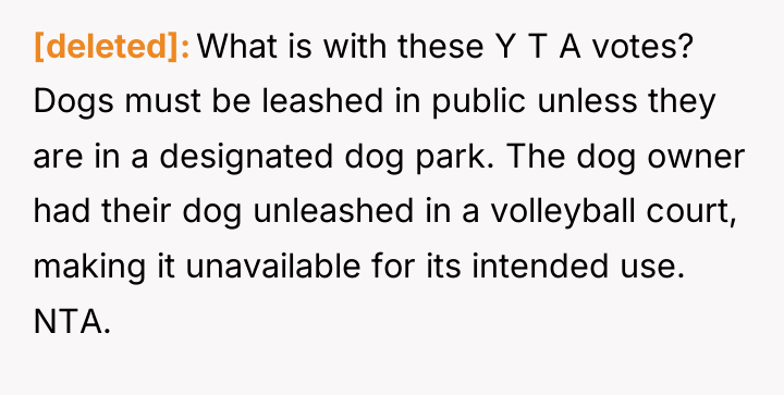 [deleted] What is with these Y T A votes? Dogs...