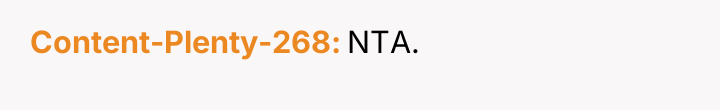Content-Plenty-268 NTA.