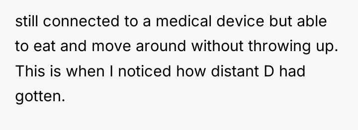still connected to a medical device but able to eat...