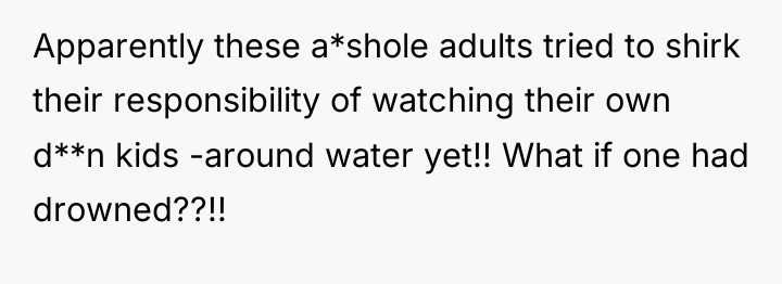 Apparently these a*shole adults tried to shirk their responsibility of...