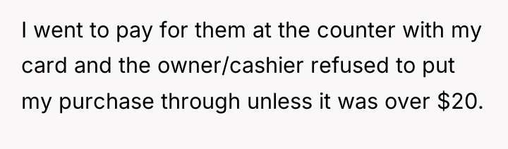I went to pay for them at the counter with...