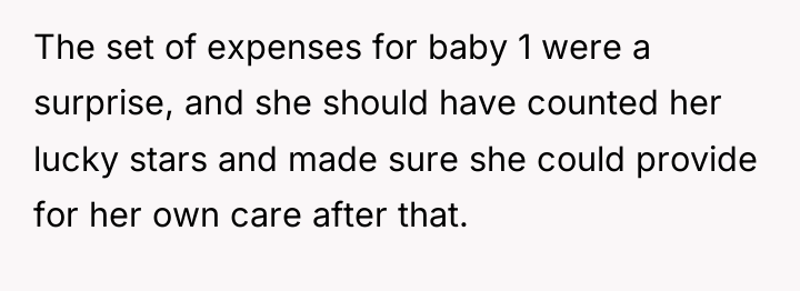 The set of expenses for baby 1 were a surprise,...
