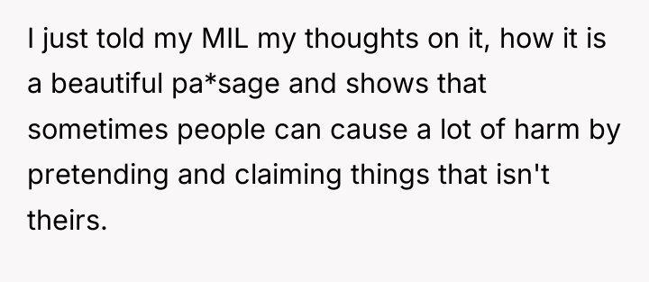 I just told my MIL my thoughts on it, how...