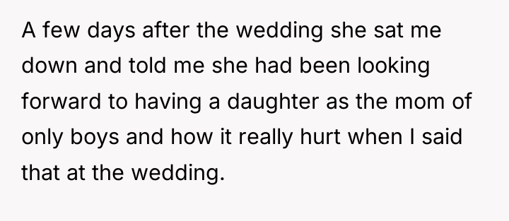 A few days after the wedding she sat me down...