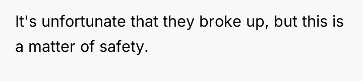 It's unfortunate that they broke up, but this is a...