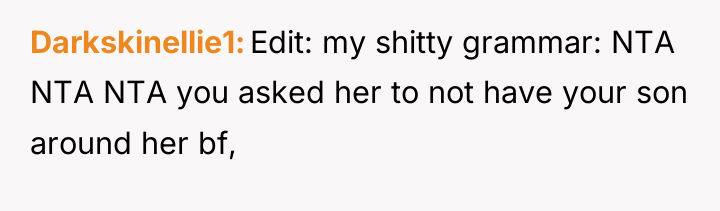Darkskinellie1 Edit: my shitty grammar: NTA NTA NTA you asked...
