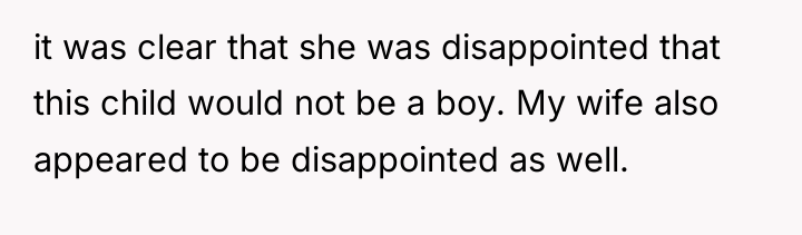 it was clear that she was disappointed that this child...