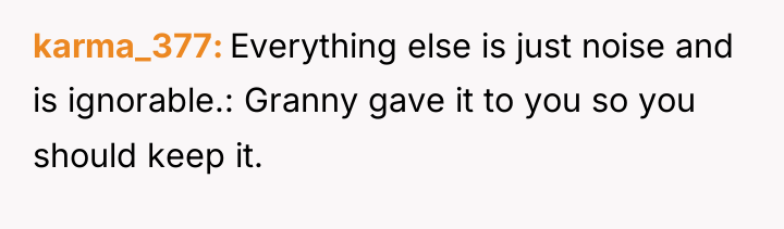 karma_377 Everything else is just noise and is ignorable.: Granny...