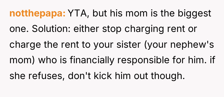 notthepapa YTA, but his mom is the biggest one. Solution:...