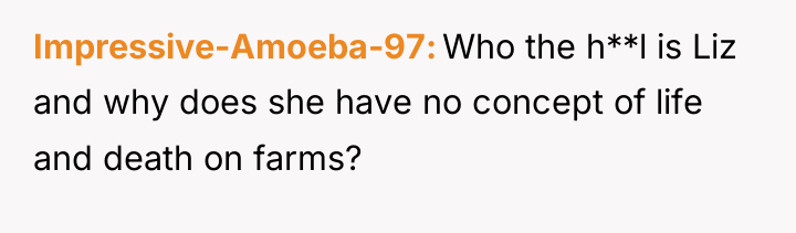 Impressive-Amoeba-97 Who the h**l is Liz and why does she...