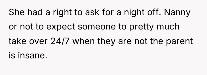 She had a right to ask for a night off....