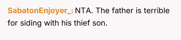 SabatonEnjoyer_ NTA. The father is terrible for siding with his...