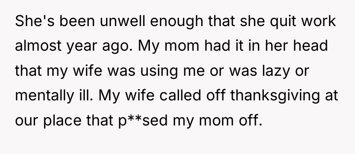 She's been unwell enough that she quit work almost year...