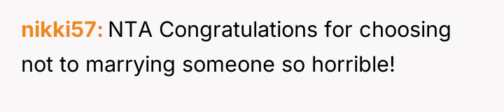 nikki57 NTA Congratulations for choosing not to marrying someone so...