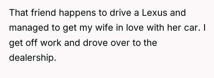 That friend happens to drive a Lexus and managed to...