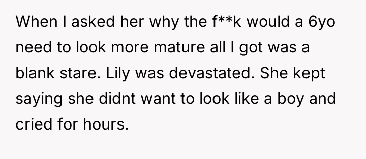 When I asked her why the f**k would a 6yo...