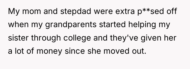 My mom and stepdad were extra p**sed off when my...
