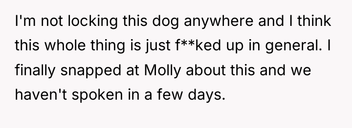 I'm not locking this dog anywhere and I think this...
