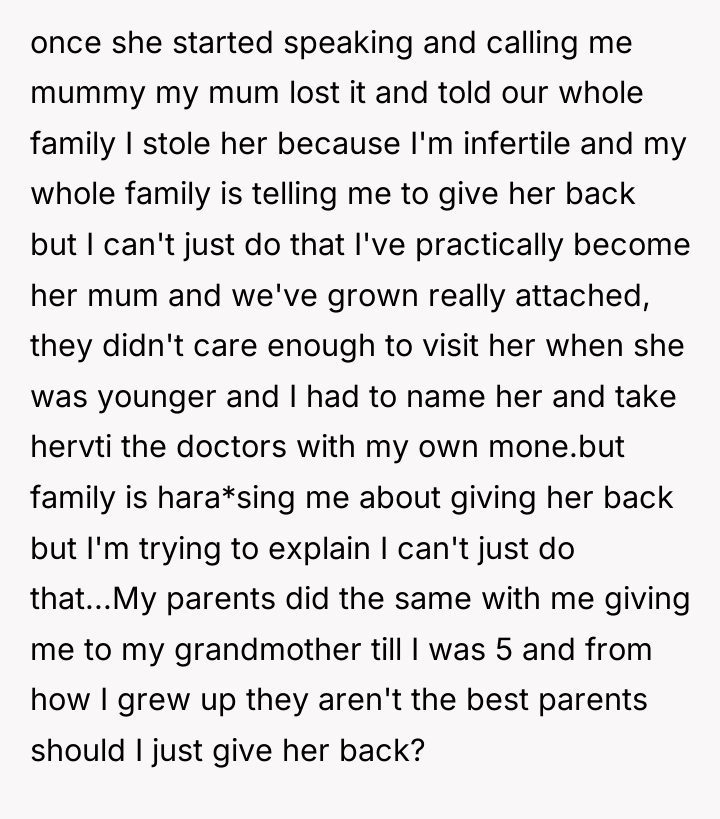 once she started speaking and calling me mummy my mum...