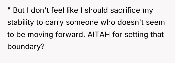 " But I don't feel like I should sacrifice my...