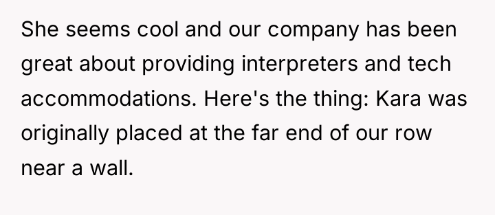 She seems cool and our company has been great about...