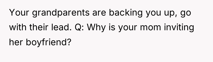 Your grandparents are backing you up, go with their lead....