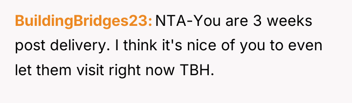 BuildingBridges23 NTA-You are 3 weeks post delivery. I think it's...