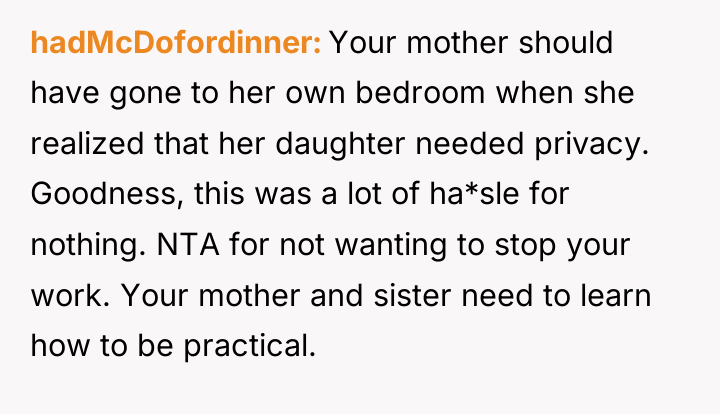 hadMcDofordinner Your mother should have gone to her own bedroom...