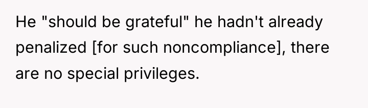 He "should be grateful" he hadn't already penalized [for such...