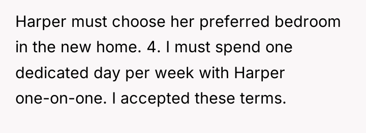 Harper must choose her preferred bedroom in the new home....