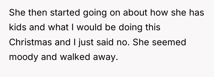 She then started going on about how she has kids...