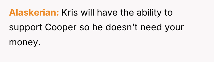 Alaskerian Kris will have the ability to support Cooper so...