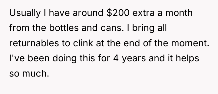 Usually I have around $200 extra a month from the...
