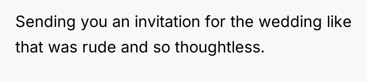 Sending you an invitation for the wedding like that was...